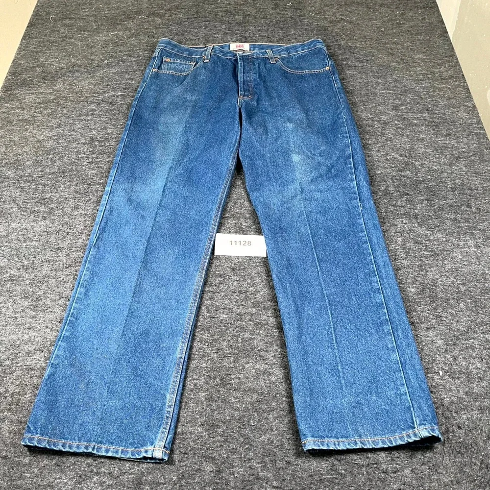 Vintage 90s Levis 501 Made in USA Straight Leg Button Fly Jeans Men 38x30 Blue